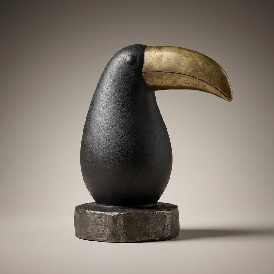 Toucan, Solid Cast Form — Solid cast aluminium · Oxidised Black