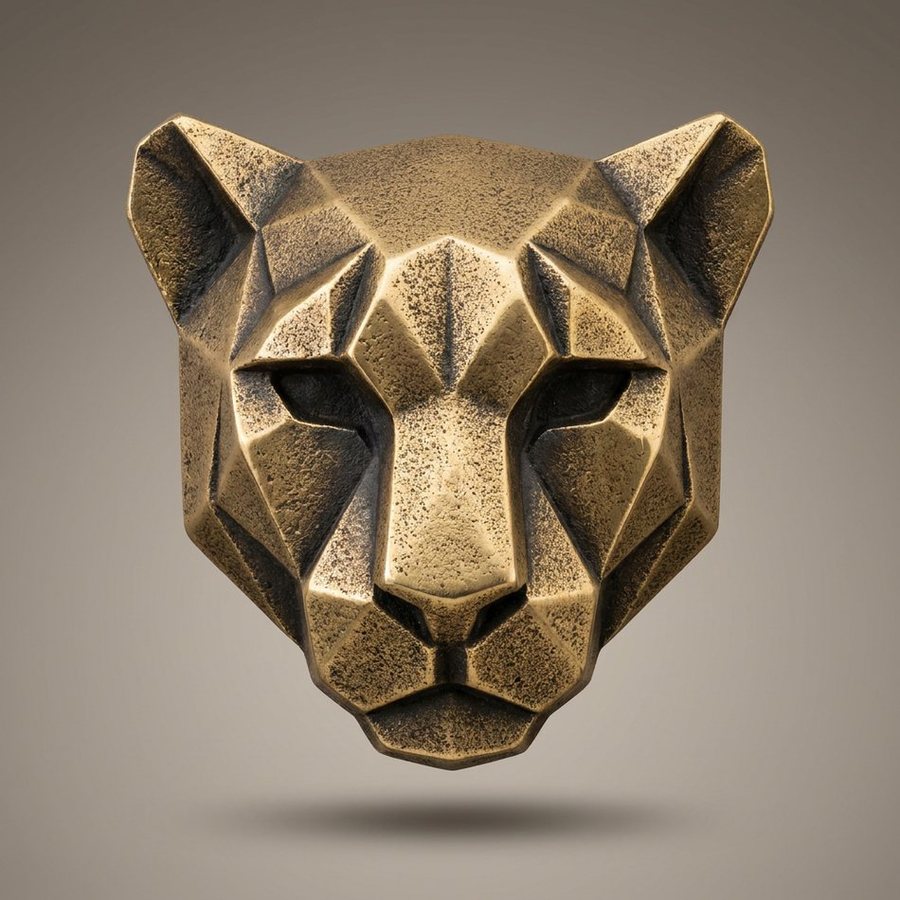 Leopard Mask Wall Plaque — Cast aluminium relief · Oxidised Black