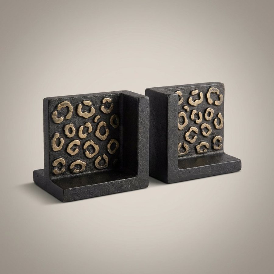 Rosette Bookends, Pair — Solid cast iron · Oxidised Black