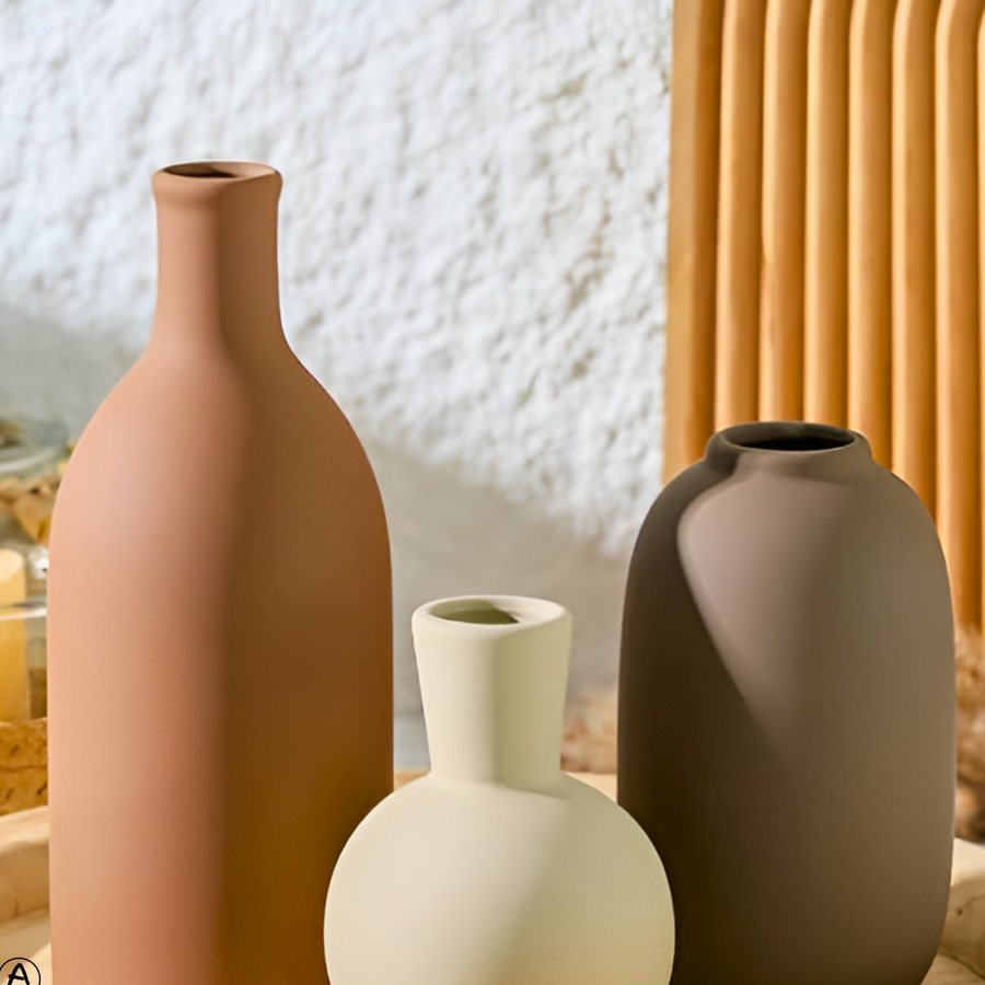 Matte Bottle Vase Trio — Ceramic · matte glaze · three forms