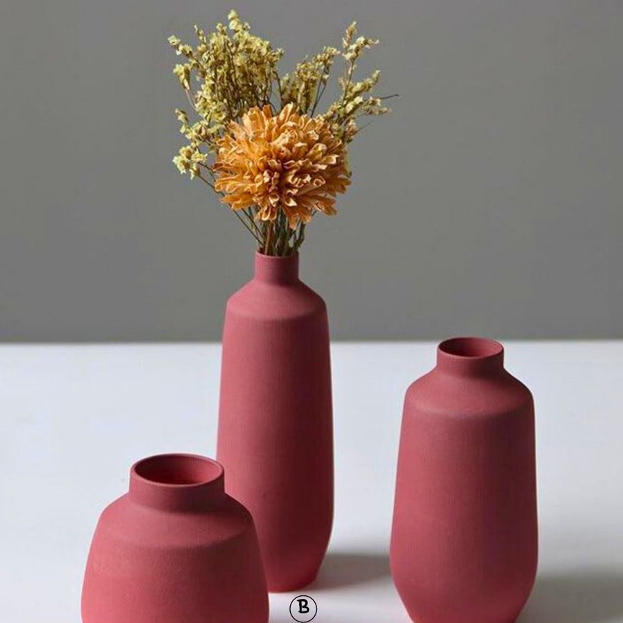 Tapered Bottle Vase Set — Ceramic · matte colour · three sizes