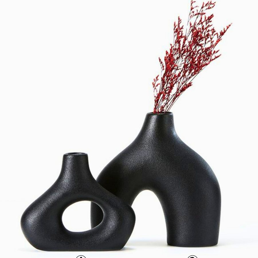 Sculptural Arch Vase — Ceramic · matte black · organic form