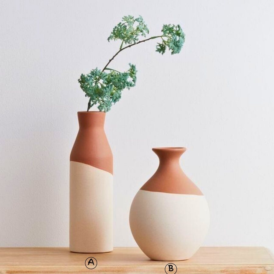 Two-Tone Dipped Vase — Ceramic · dip-glazed two-tone · pair