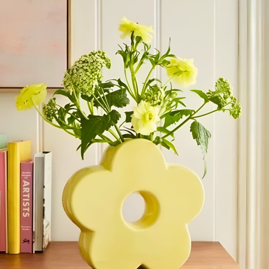 Daisy Ring Vase — Ceramic · open-centre petal form · matte