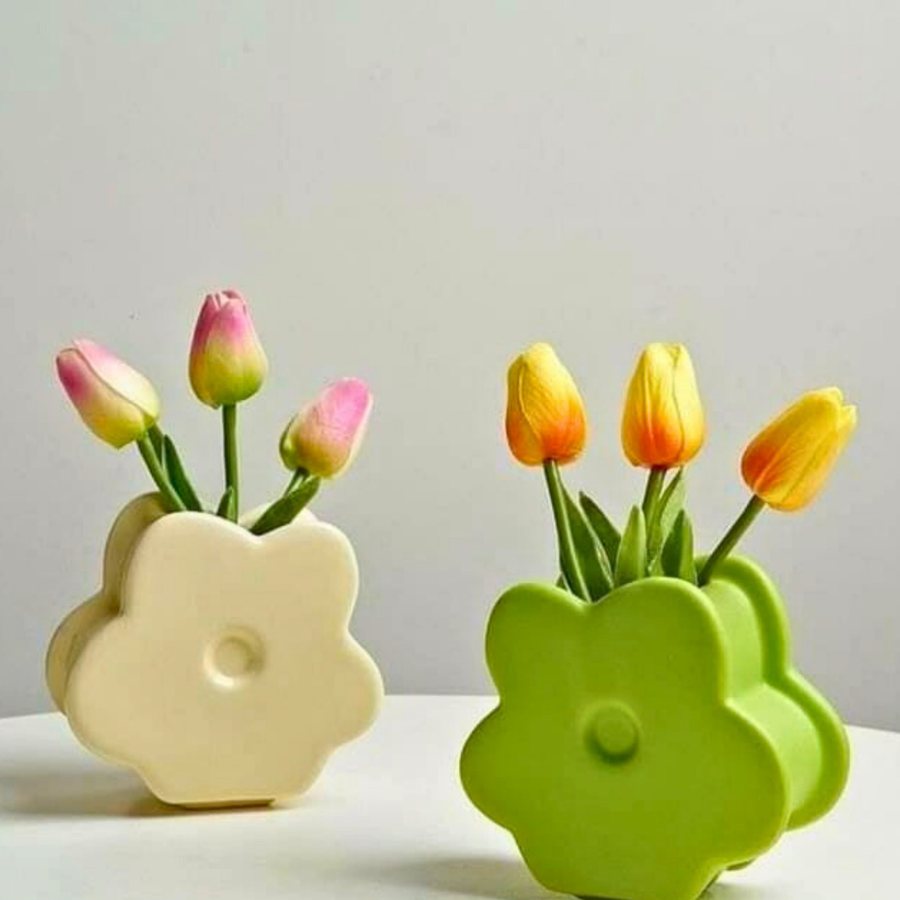 Petal Flat Vase — Ceramic · flat petal form · colour range