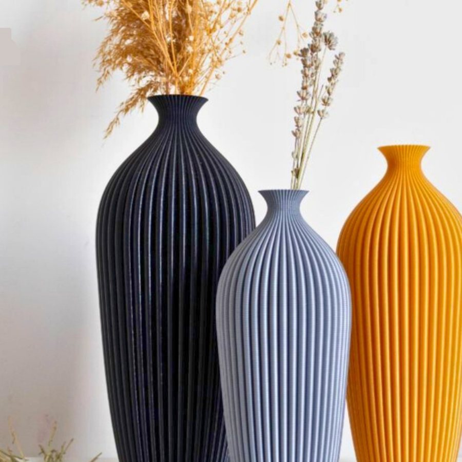 Fluted Slim Vase — Ceramic · fine fluting · matte colour