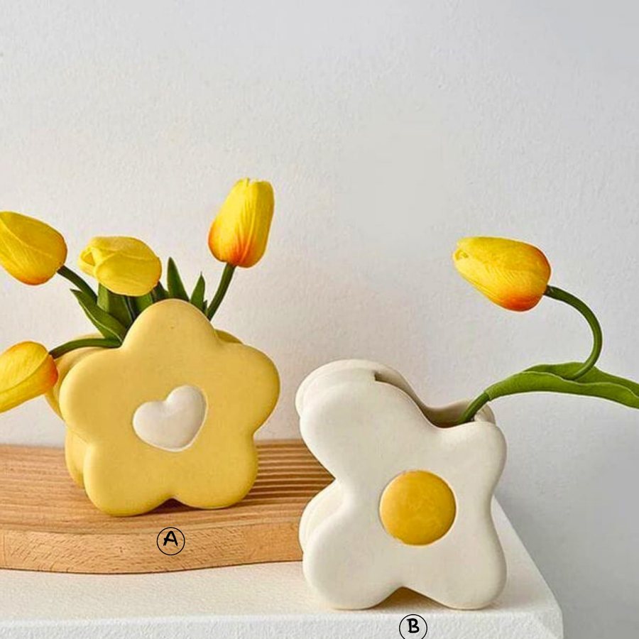 Blossom Flat Vase — Ceramic · blossom form · matte pastel