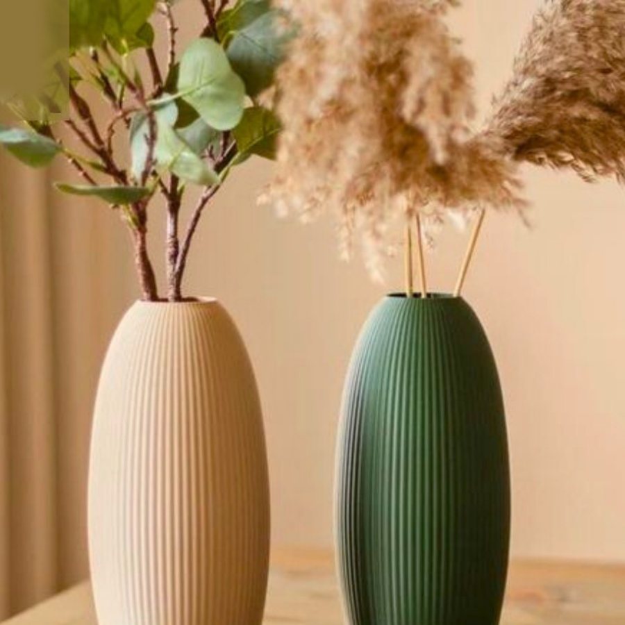Ribbed Tall Vase — Ceramic · ribbed column · matte colour