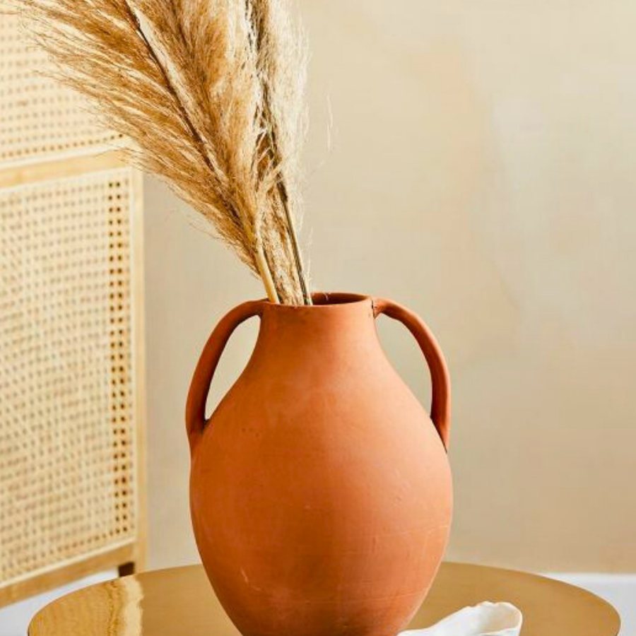 Twin-Handle Terracotta Urn — Terracotta · twin handles · natural