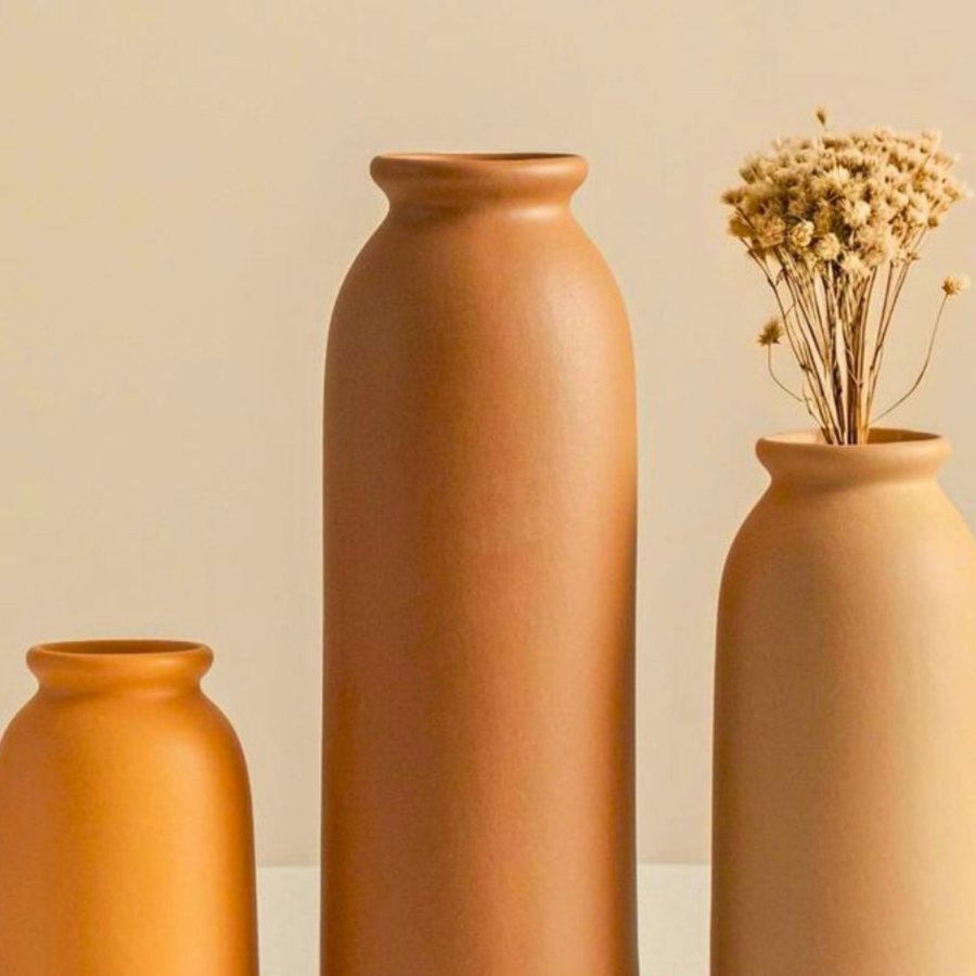 Tall Sand Bottle Vase — Ceramic · sand matte glaze · three sizes