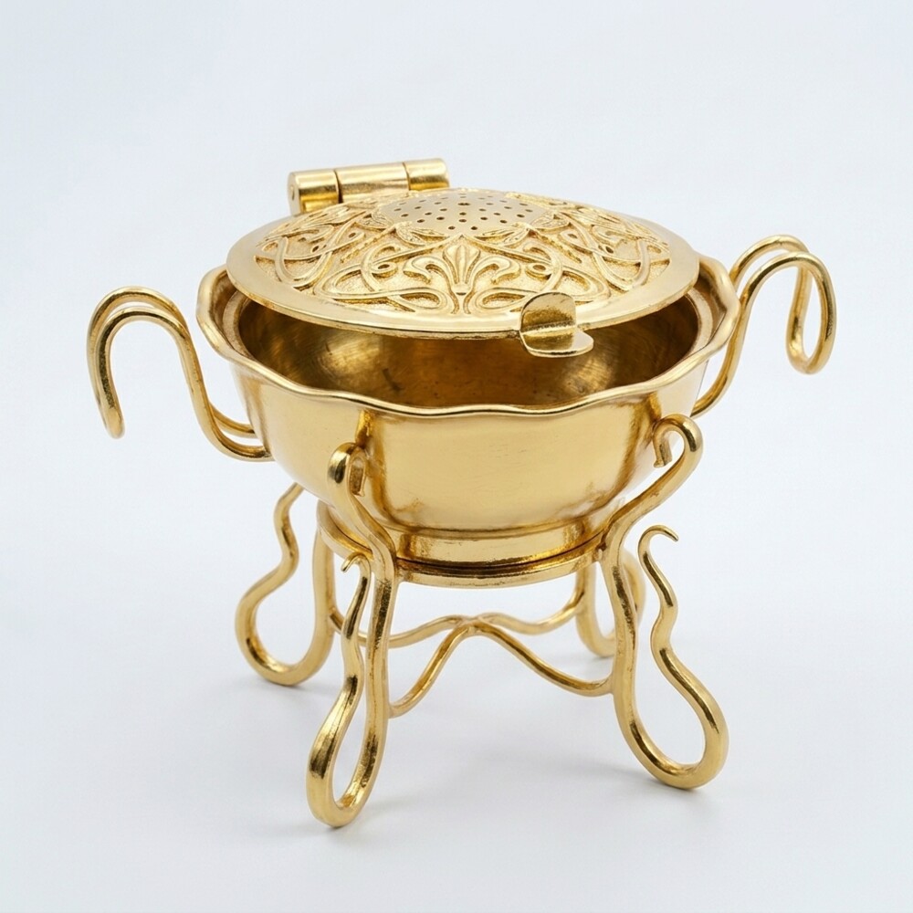 Ornate brass bakhoor burner