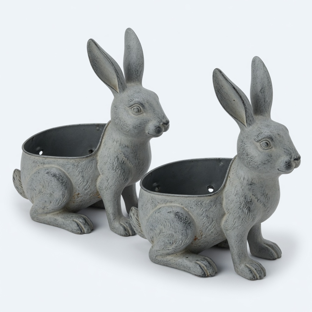Sitting Rabbit Planter Pair