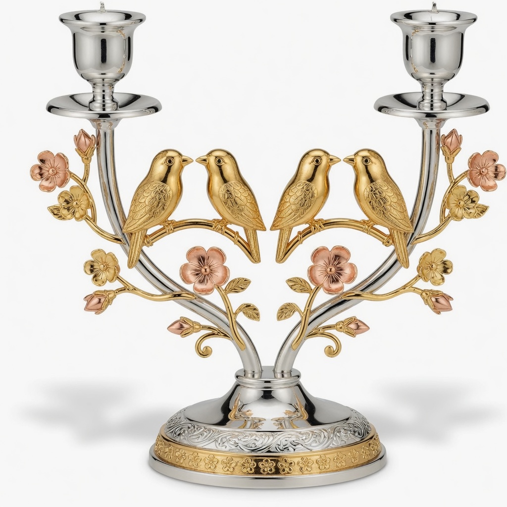 Lovebirds Candelabra Pair