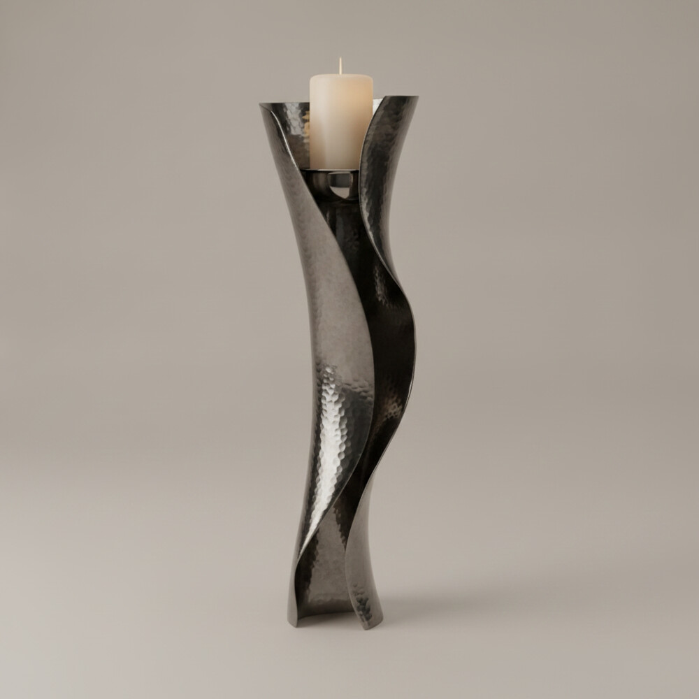 Twisted flame brass candle stand