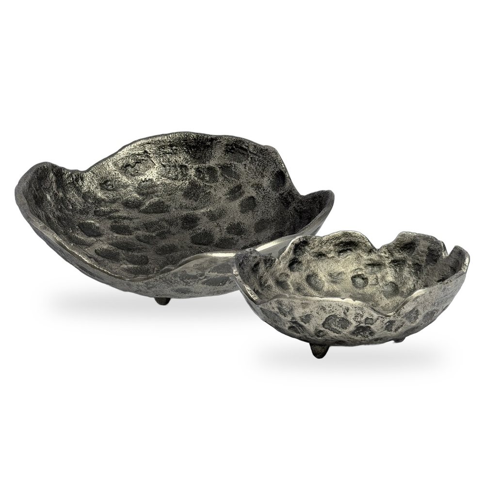 Purnima Hammered Aluminium Bowl Set of Two — the large and small bowl together