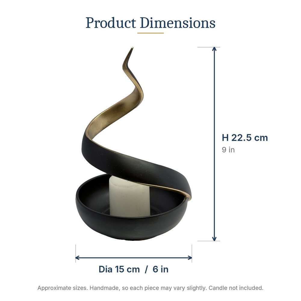 Snake Spiral Pillar Candle Holder dimensions: diameter 15 cm, height 22.5 cm