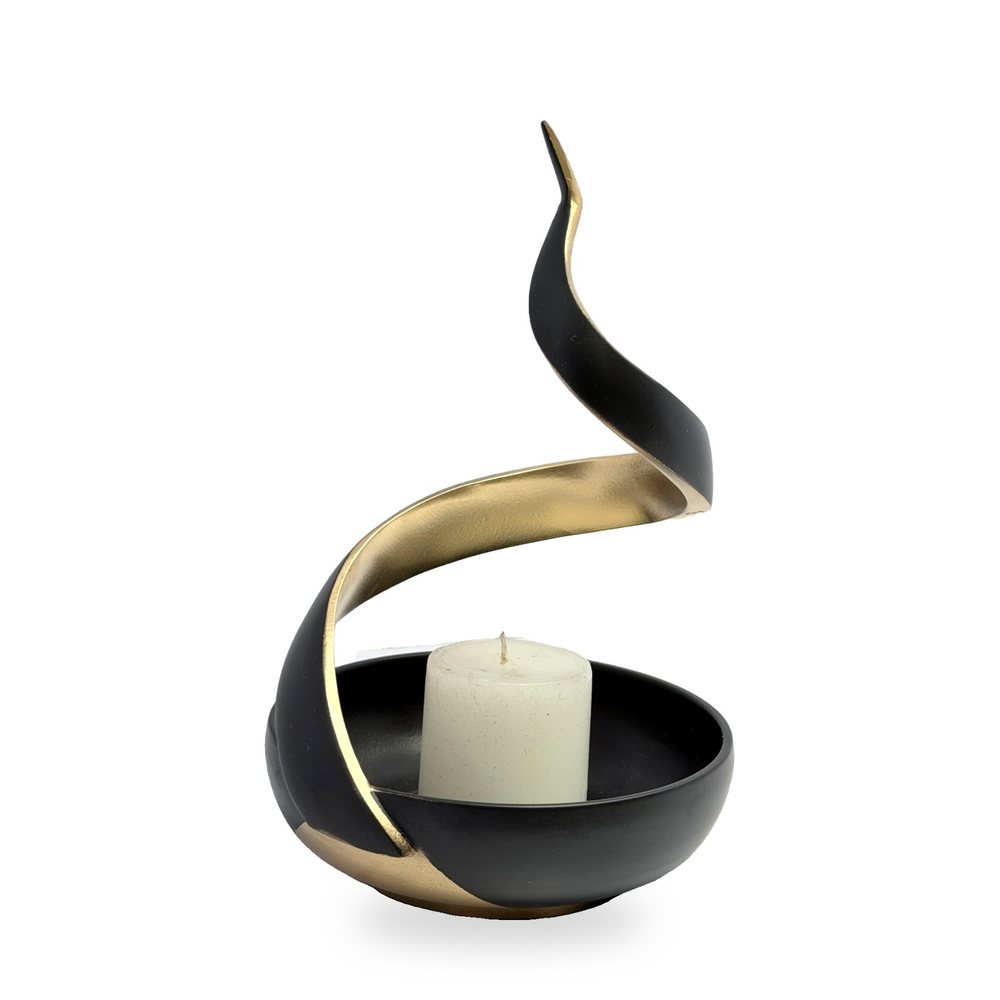 Snake Spiral Pillar Candle Holder — side view with the gold foot band