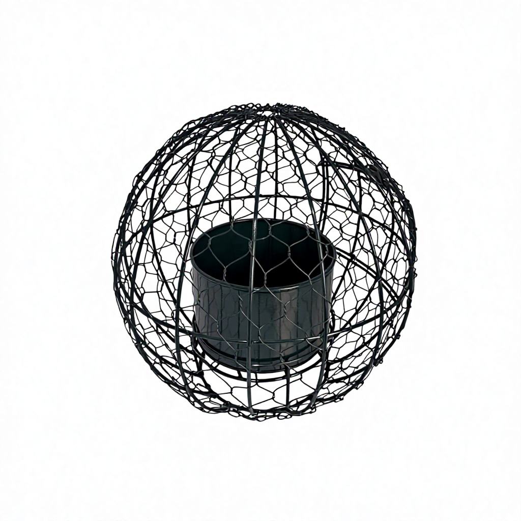 Woven wire ball topiary planter